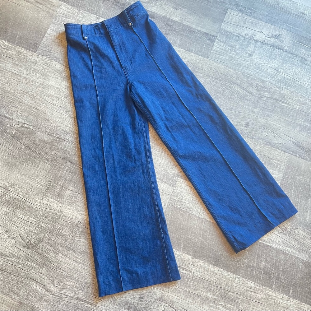 Zara Jeans Zw Collection Tailored Wide-Leg Blue High-Waist Size 4 EU 36 - Picture 3 of 11
